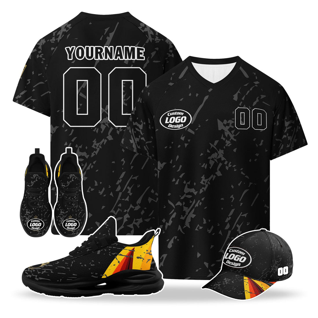 Custom Belgium 2026 World Cup High Quality Soccer Stadium Version Jersey Sneakers Sports Shoes and Hat Combo Offer Personalized Team Name and Logo ZH-F025134-2