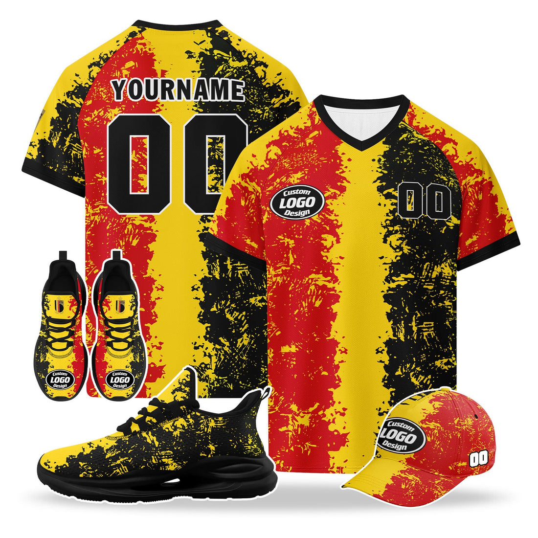 Custom Belgium 2026 World Cup High Quality Soccer Stadium Version Jersey Sneakers Sports Shoes and Hat Combo Offer Personalized Team Name and Logo ZH-F025134-3