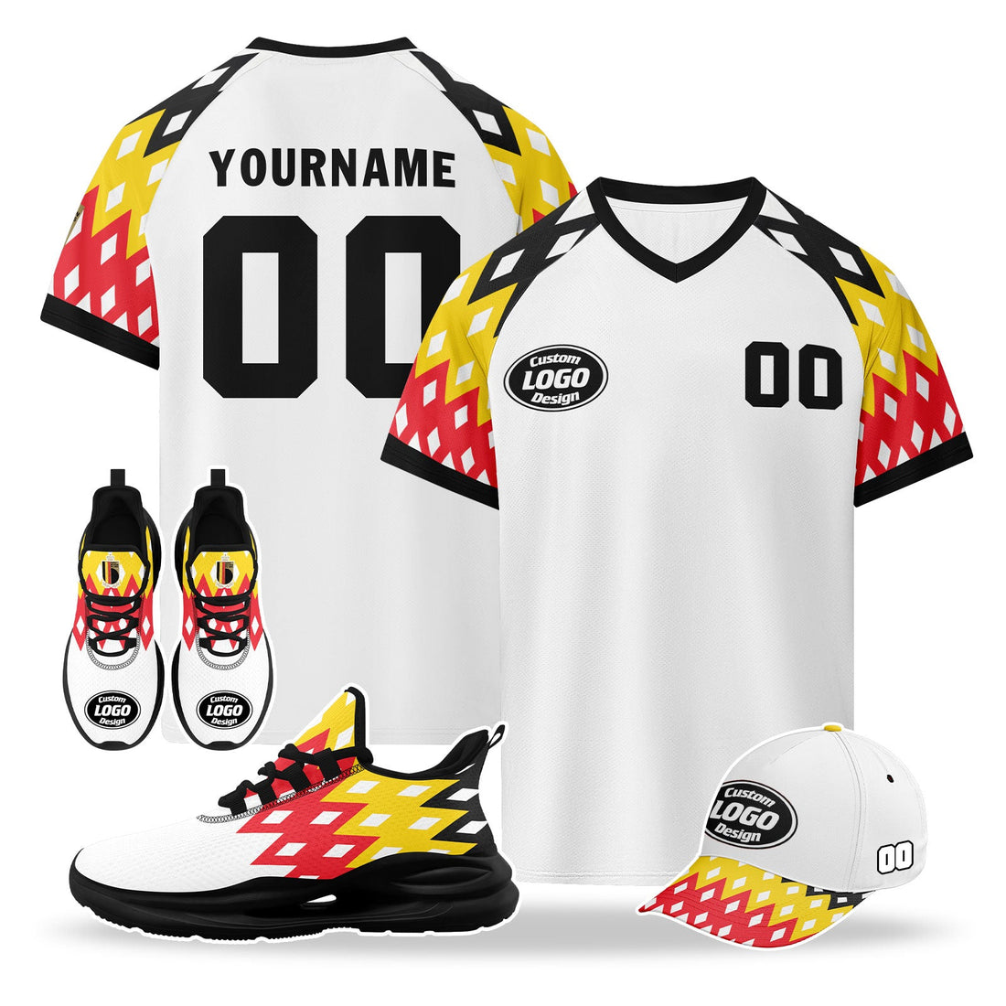 Custom Belgium 2026 World Cup High Quality Soccer Stadium Version Jersey Sneakers Sports Shoes and Hat Combo Offer Personalized Team Name and Logo ZH-F025134-4