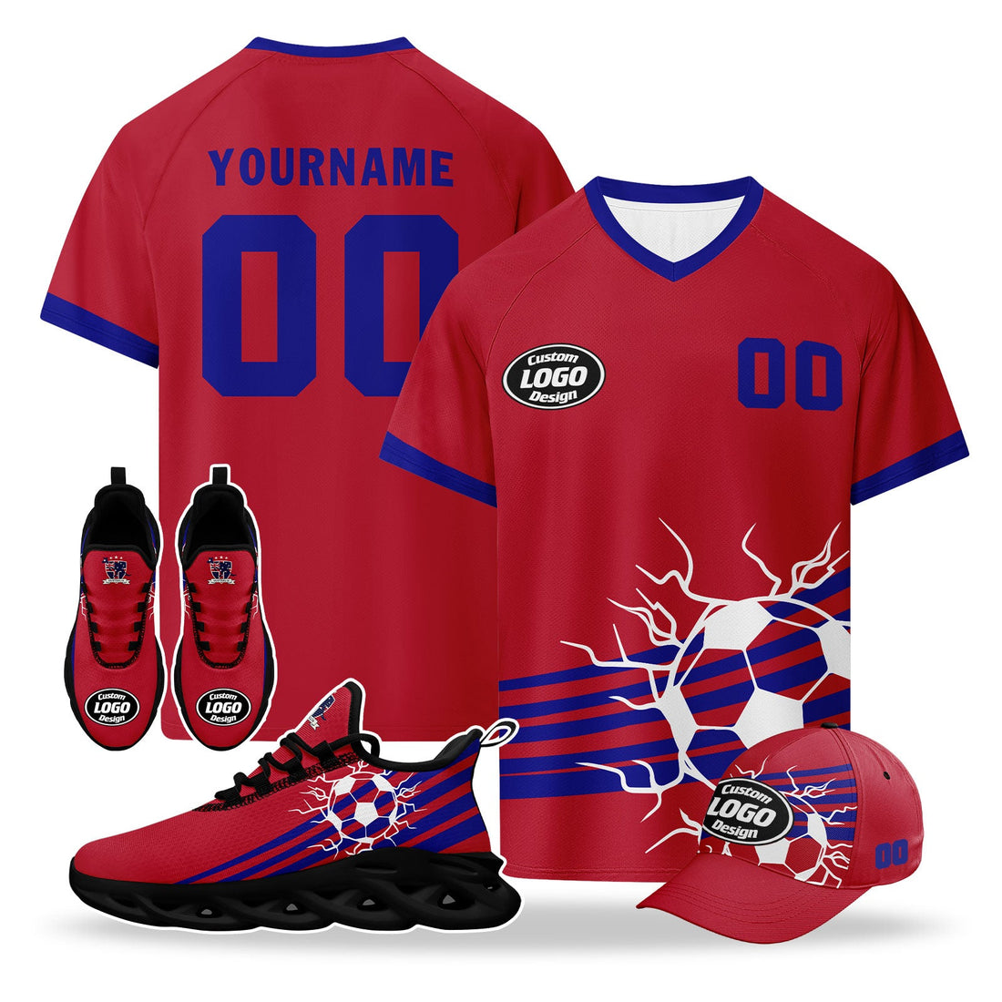Custom Australia 2026 World Cup High Quality Soccer Stadium Version Jersey Sneakers Sports Shoes and Hat Combo Offer Personalized Team Name and Logo ZH-F025140-4