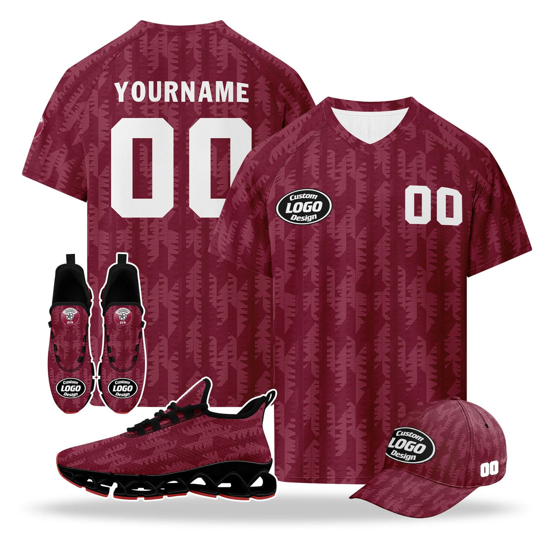Custom Qatar 2026 World Cup High Quality Soccer Stadium Version Jersey Sneakers Sports Shoes and Hat Combo Offer Personalized Team Name and Logo ZH-F025144-4