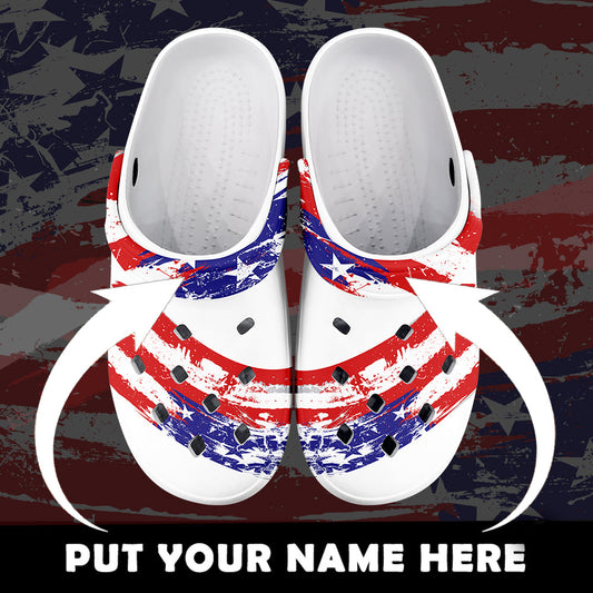 Clogs-B05003 Custom Clogs Shoes, American Flag for Clog Shoes, Printed Shoes