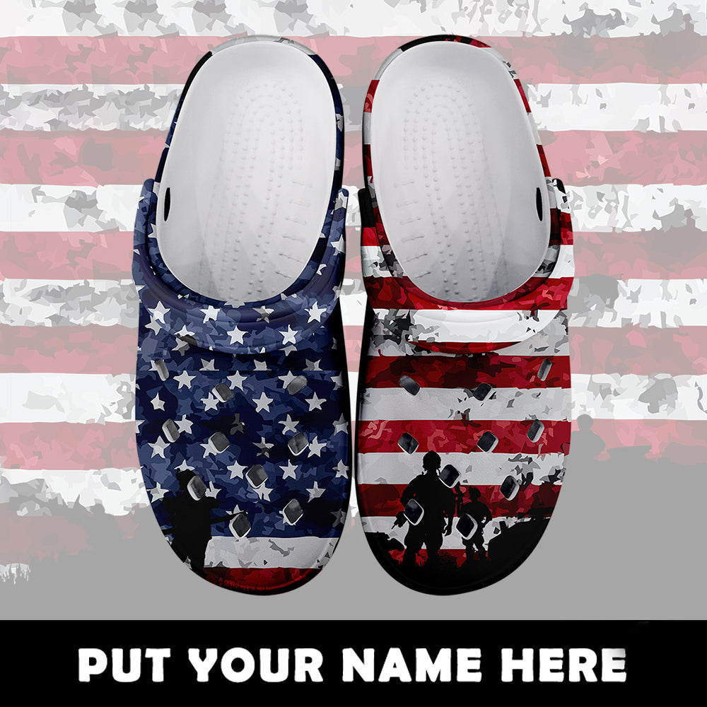 Memorable Employee Gifts, company logo gifts Clogs-B05601 Custom Clogs Shoes, American Flag for Clog Shoes, Printed Shoes