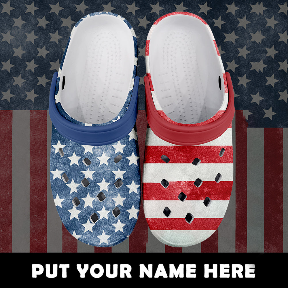 Corporate gift ideas, business gifts ideas Clogs-B05606 Custom Clogs Shoes, American Flag for Clog Shoes, Printed Shoes