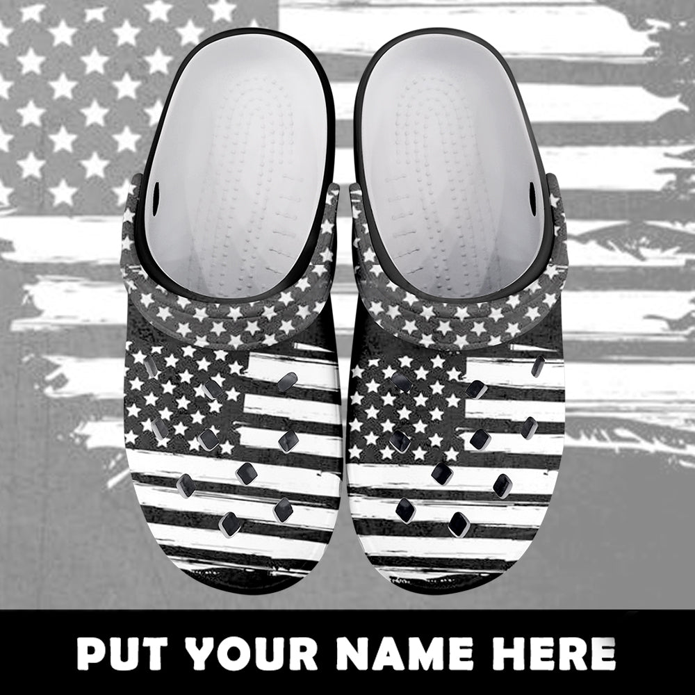 Custom Corporate Gifts, custom corporate gifts Clogs-B05604 Custom Clogs Shoes, American Flag for Clog Shoes, Printed Shoes