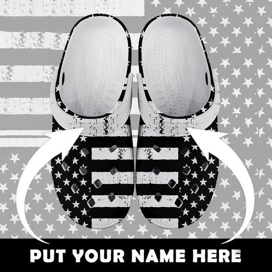 Clogs-B05002 Custom Clogs Shoes, American Flag for Clog Shoes, Printed Shoes