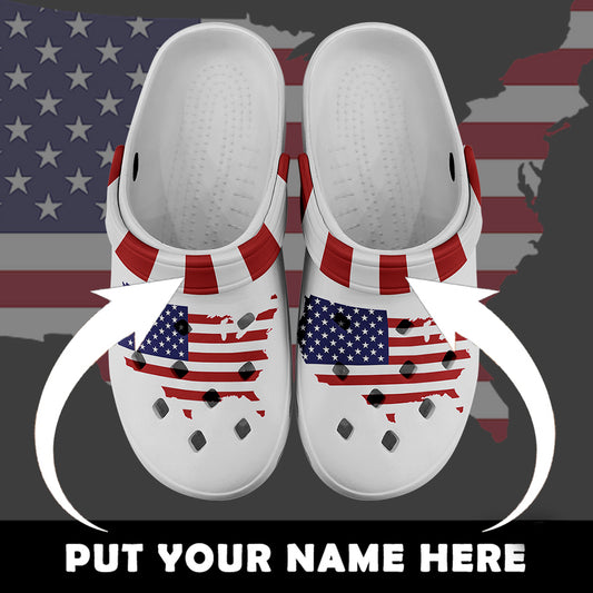 Clogs-B06002 Custom Clogs Shoes, American Flag for Clog Shoes, Printed Shoes