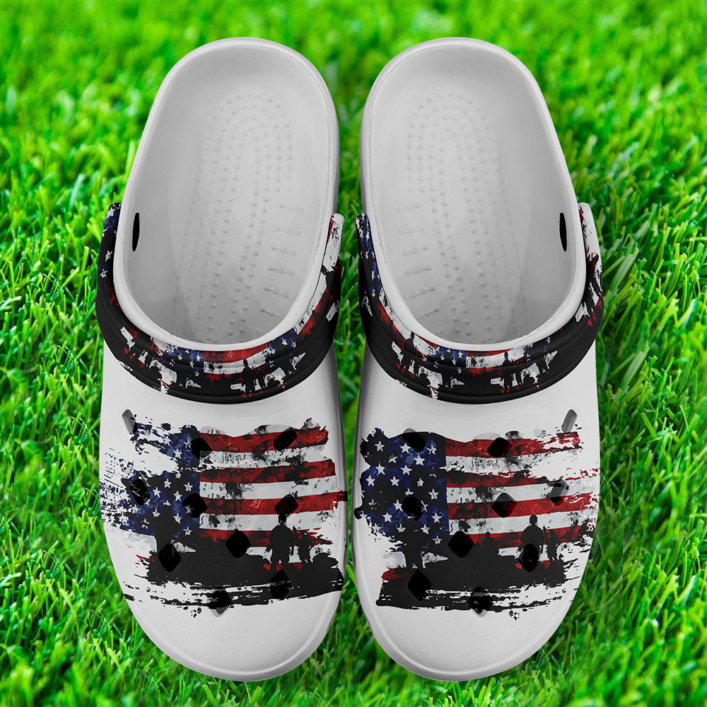 Thoughtful Corporate Gifts, custom corporate gifts Clogs-B06004 Custom Clogs Shoes, American Flag for Clog Shoes, Printed Shoes