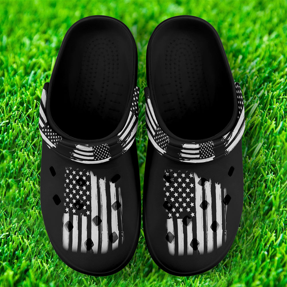 Complimentary gifts for customers, Professional thank you gifts Clogs-B06010 Custom Clogs Shoes, American Flag for Clog Shoes, Printed Shoes