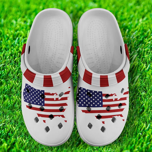 Clogs-B06002 Custom Clogs Shoes, American Flag for Clog Shoes, Printed Shoes