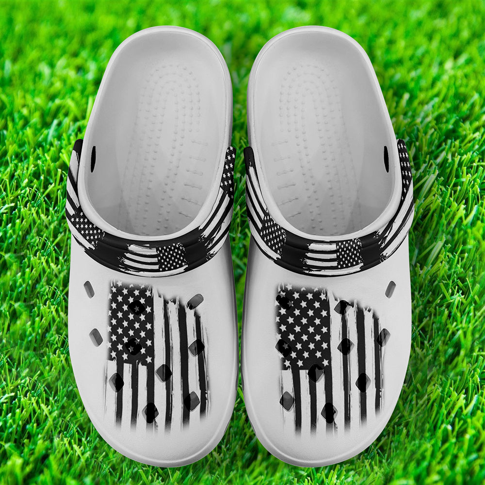 Corporate Gifting Platform, gift ideas for clients Clogs-B06003 Custom Clogs Shoes, American Flag for Clog Shoes, Printed Shoes
