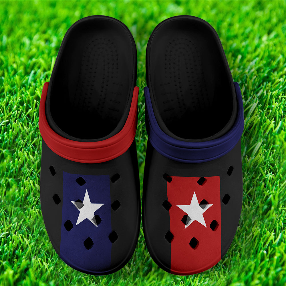 Complimentary gifts for customers, branded client gifts Clogs-B06014 Custom Clogs Shoes, American Flag for Clog Shoes, Printed Shoes