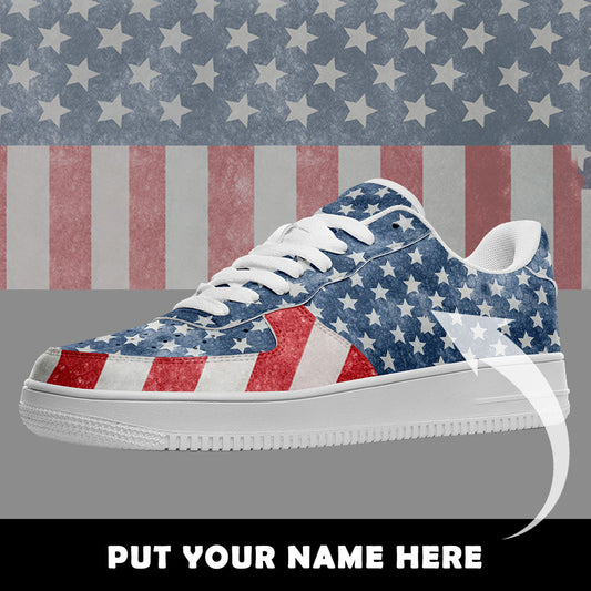 AF1-B05006 Custom AF1 American Flag, USA Flag Sneakers AF1, Shoes, Printed Shoes