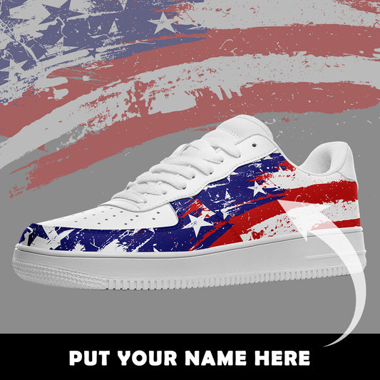 AF1-B05003 Custom AF1 American Flag, USA Flag Sneakers AF1, Shoes, Printed Shoes