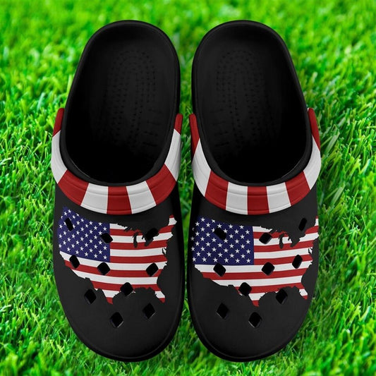 Custom Clogs Shoes, American Flag for Clog Shoes, Printed Shoes Clogs-B06009