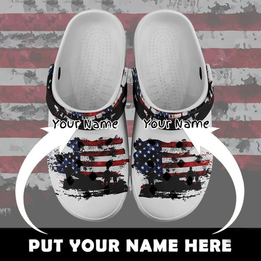 Custom Clogs Shoes, American Flag for Clog Shoes, Printed Shoes Clogs-B06004