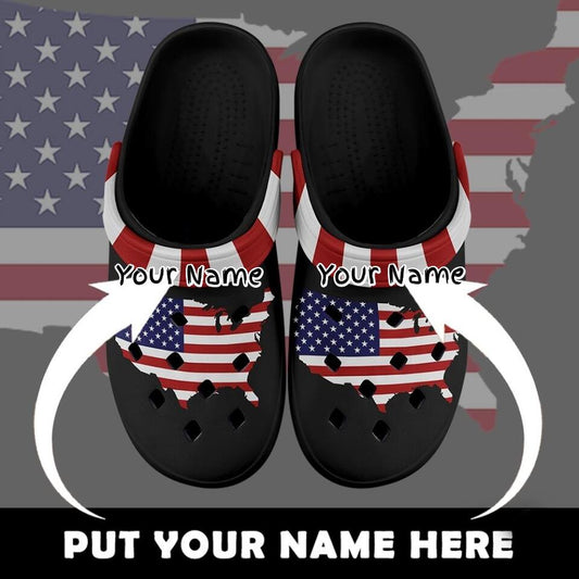 Custom Clogs Shoes, American Flag for Clog Shoes, Printed Shoes Clogs-B06009