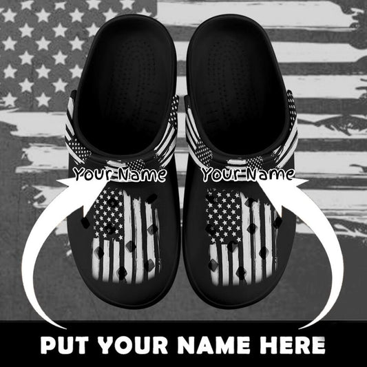 Custom Clogs Shoes, American Flag for Clog Shoes, Printed Shoes Clogs-B06010
