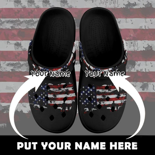 Custom Clogs Shoes, American Flag for Clog Shoes, Printed Shoes Clogs-B06011