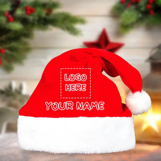 Custom Santa Beanie Hat, Personalized Santa Beanie Hat, Put Name, Business Name, Team or Number on it, Hats-B10100