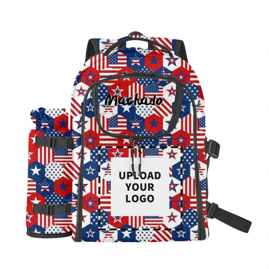 Personalized Veteran Picnic Bag with Your Picture and Name, Large Picnic Backpack Set for 4 Person, Custom Gift for Picnic Family, YCB-C03100