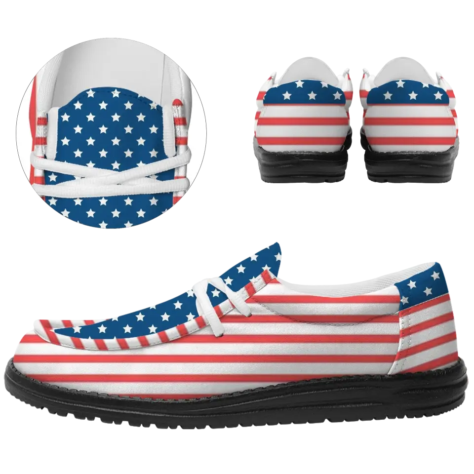 Personalized company gifts, branded client gifts Patriotic Casual Shoe, Canvas Walking Shoes, Oxford Lace-Ups with Print on Demand, 2202-C0601