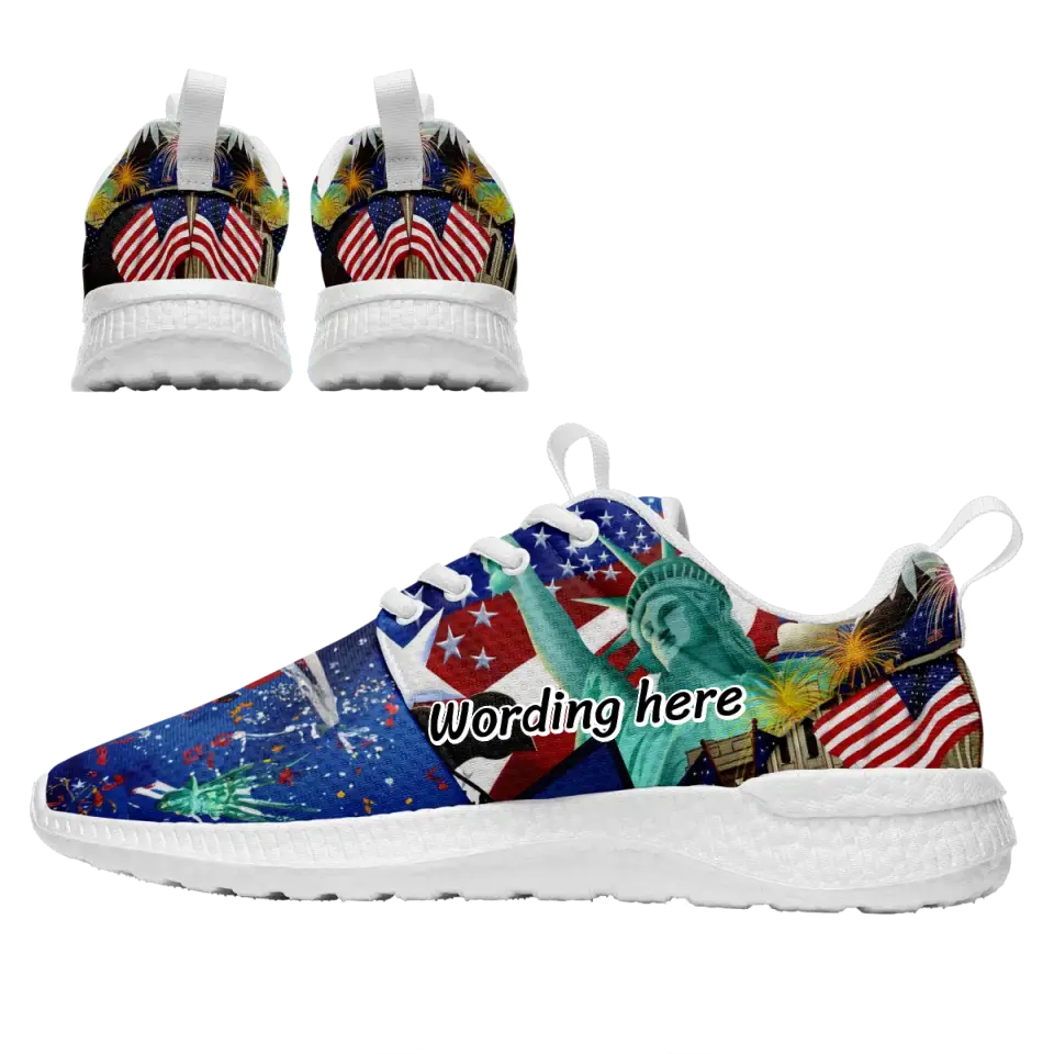 Personalized Sneaker BLD shoes, Casual shoes for Independence Day July