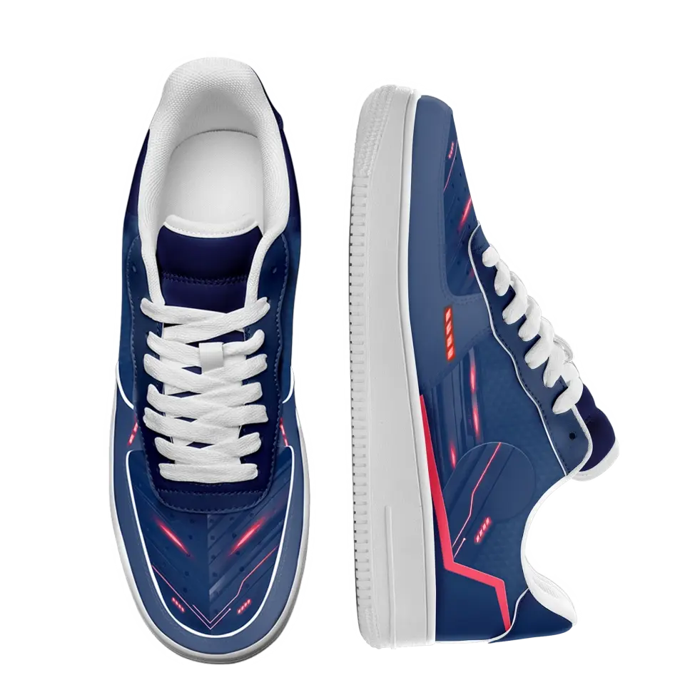 Corporate Thank You Gifts, Custom Corporate Client Gifts Blue Customized Air Force 1 with print on demand Sneakers--Low Top, AFL-C0602