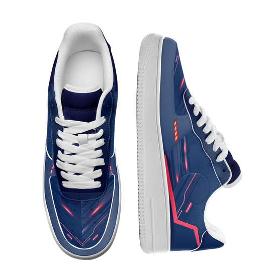 Blue Customized Air Force 1 with print on demand Sneakers--Low Top, AFL-C0602