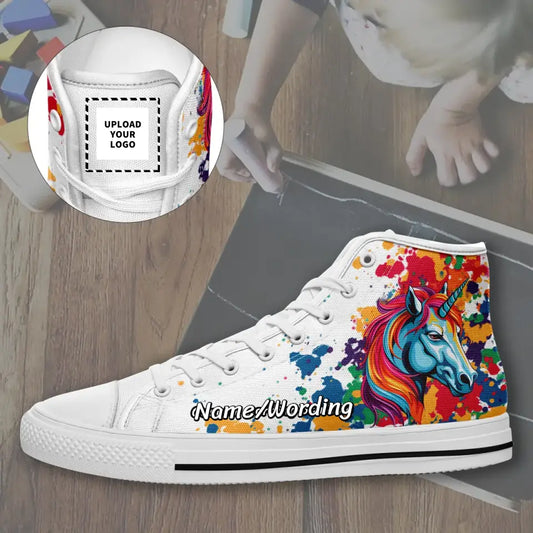 Personalized Back to School Shoes, Canvas Sneakers with customize Colorful graphic for Adult, Children, KWH-23020029