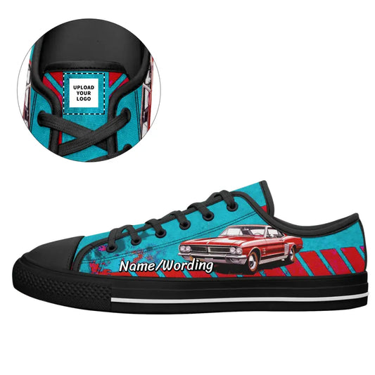 Customized Back to School Shoes, Canvas Casual Sneaker with Cool Car Design, KWL-23020037