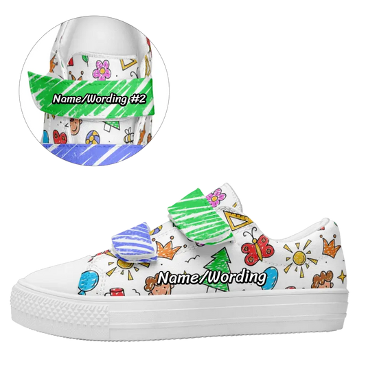 Customized Back to School sneakers , Kid's Velcro Canvas Shoes ,Toddler Unisex shoes, KW2026-23020047